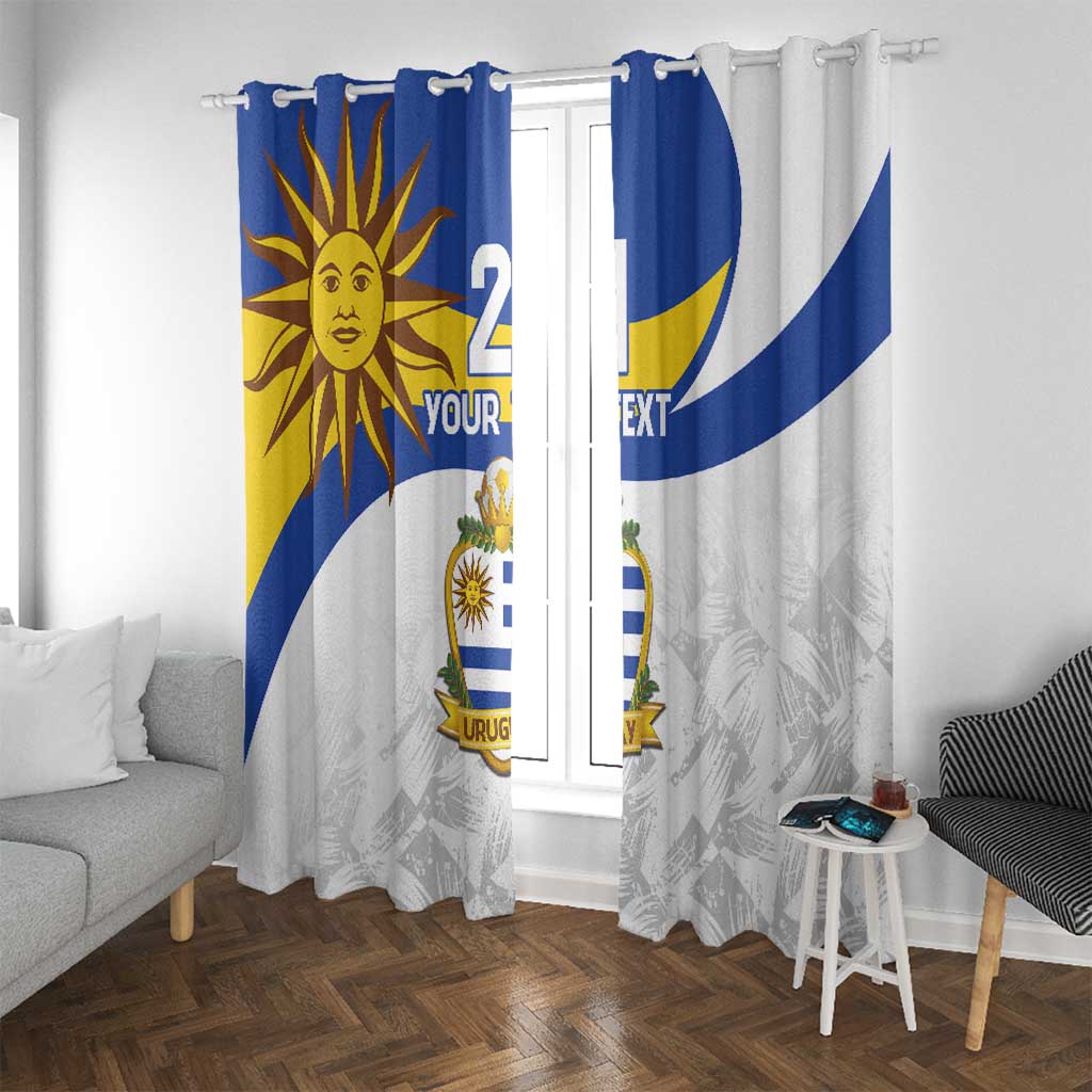 Uruguay Football Custom Window Curtain La Celeste Sol de Mayo Motif