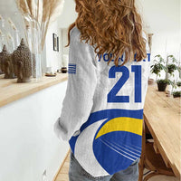 Uruguay Football Custom Women Casual Shirt La Celeste Sol de Mayo Motif