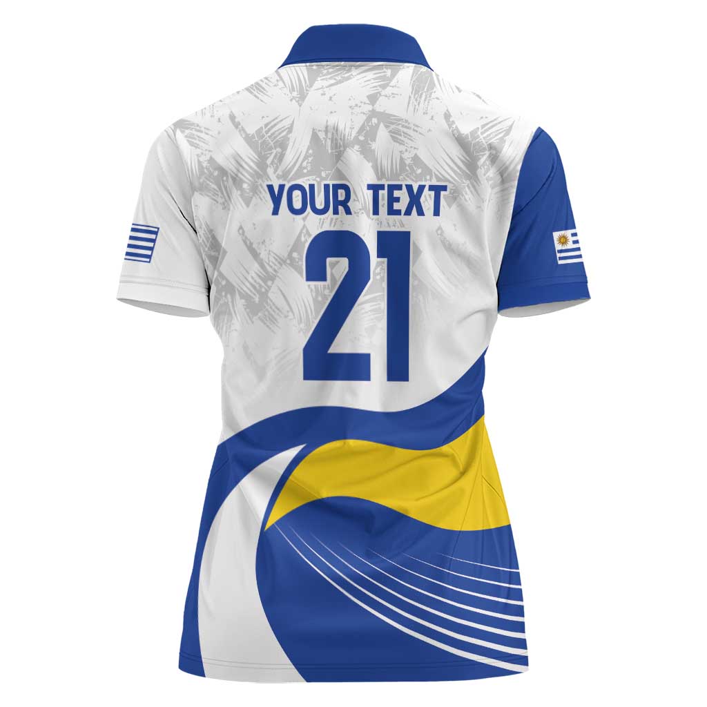 Uruguay Football Custom Women Polo Shirt La Celeste Sol de Mayo Motif