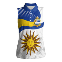 Uruguay Football Custom Women Sleeveless Polo Shirt La Celeste Sol de Mayo Motif