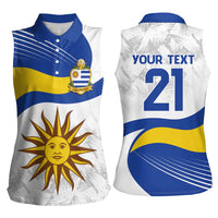 Uruguay Football Custom Women Sleeveless Polo Shirt La Celeste Sol de Mayo Motif