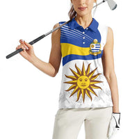 Uruguay Football Custom Women Sleeveless Polo Shirt La Celeste Sol de Mayo Motif