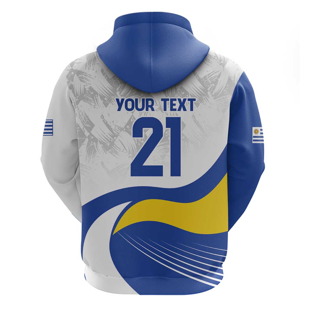 Uruguay Football Custom Zip Hoodie La Celeste Sol de Mayo Motif
