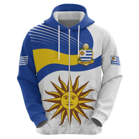 Uruguay Football Custom Zip Hoodie La Celeste Sol de Mayo Motif