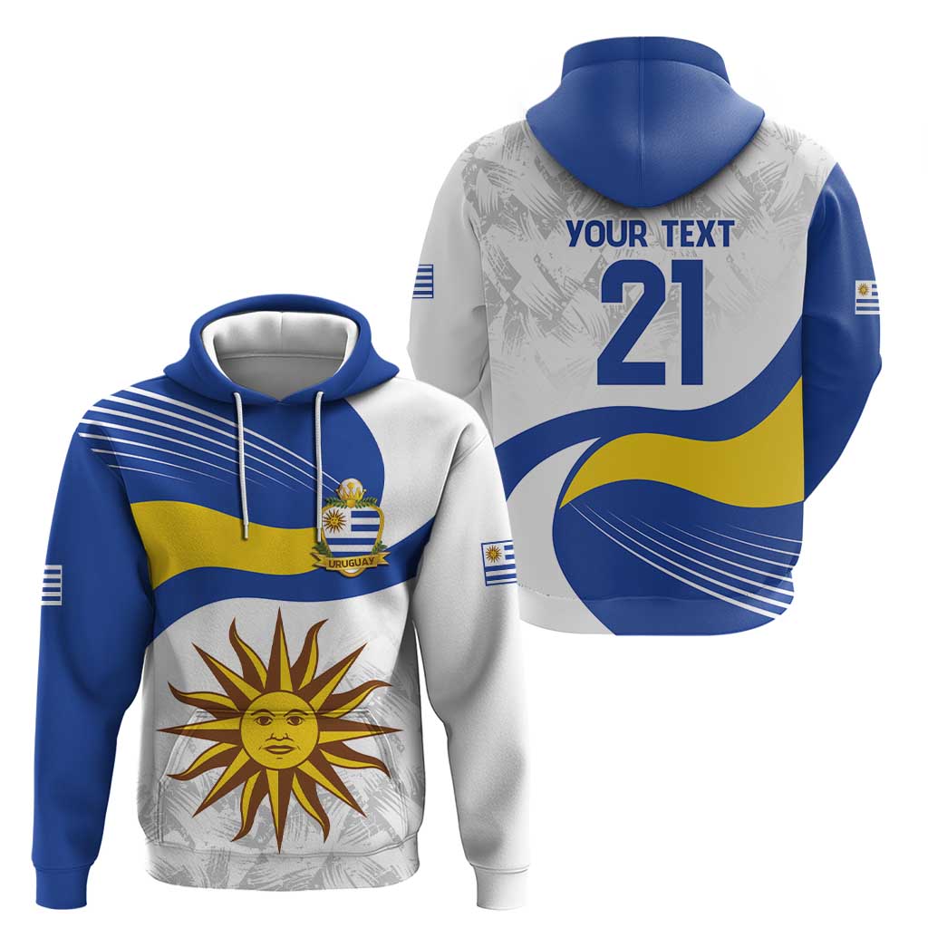 Uruguay Football Custom Zip Hoodie La Celeste Sol de Mayo Motif