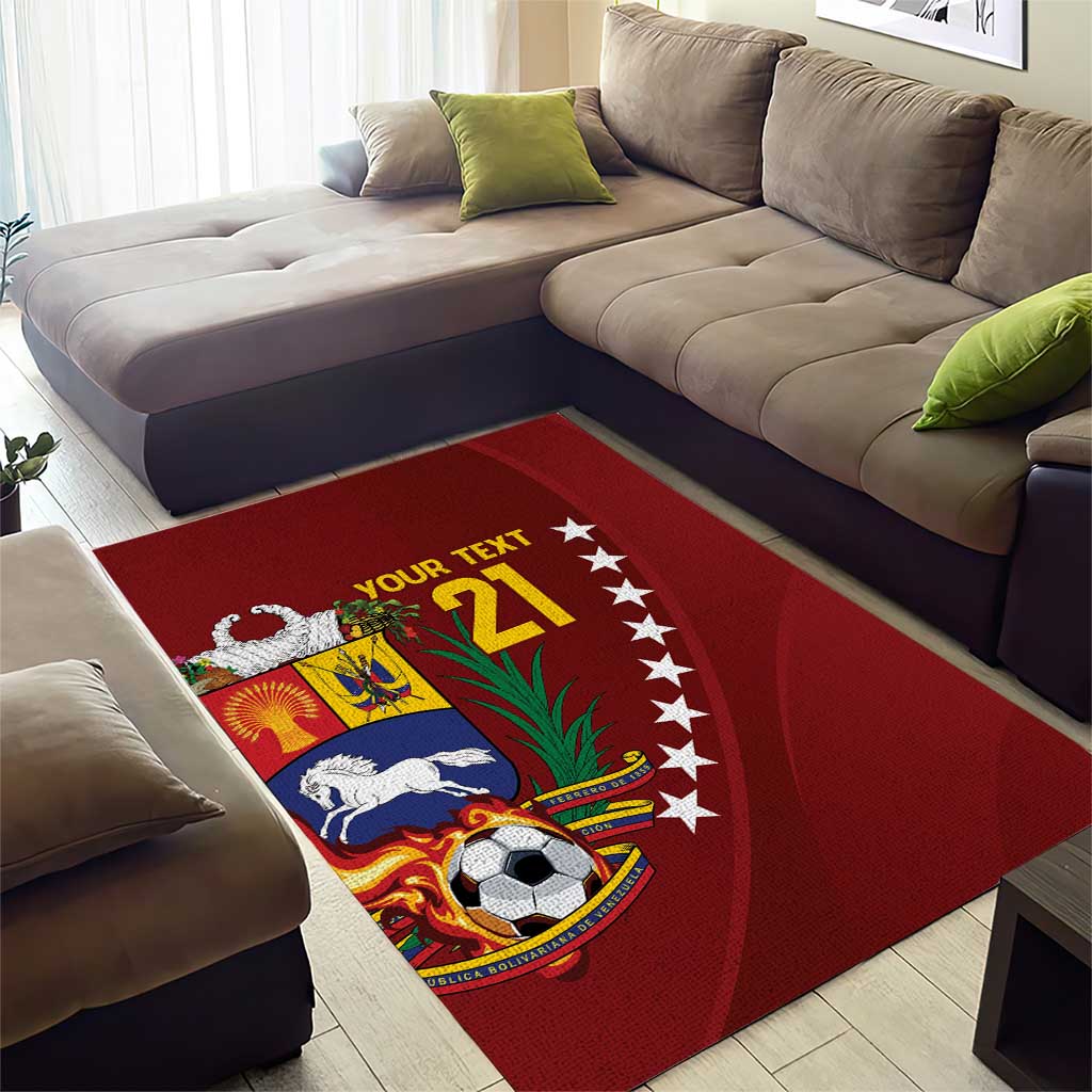 Venezuela Football Custom Area Rug La Vinotinto Red Wine Coat of Arms