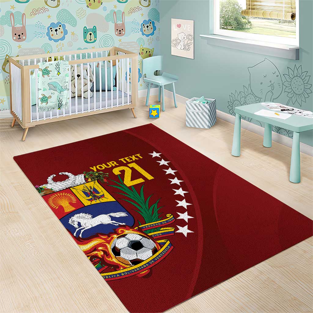 Venezuela Football Custom Area Rug La Vinotinto Red Wine Coat of Arms