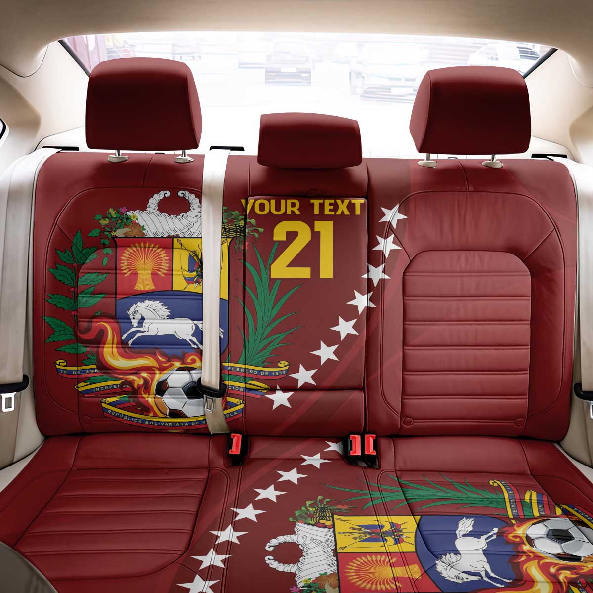 Venezuela Football Custom Back Car Seat Cover La Vinotinto Red Wine Coat of Arms