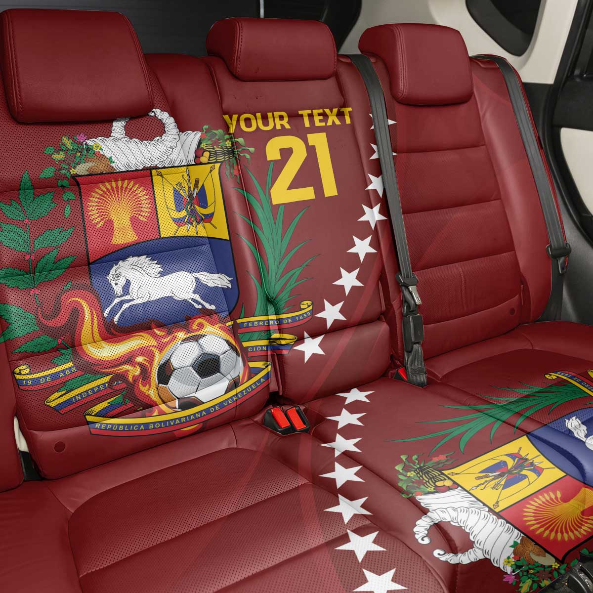 Venezuela Football Custom Back Car Seat Cover La Vinotinto Red Wine Coat of Arms