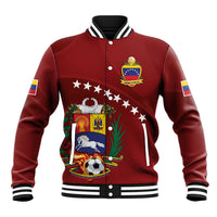 Venezuela Football Custom Baseball Jacket La Vinotinto Red Wine Coat of Arms