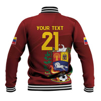 Venezuela Football Custom Baseball Jacket La Vinotinto Red Wine Coat of Arms