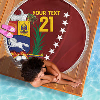 Venezuela Football Custom Beach Blanket La Vinotinto Red Wine Coat of Arms