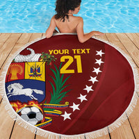 Venezuela Football Custom Beach Blanket La Vinotinto Red Wine Coat of Arms