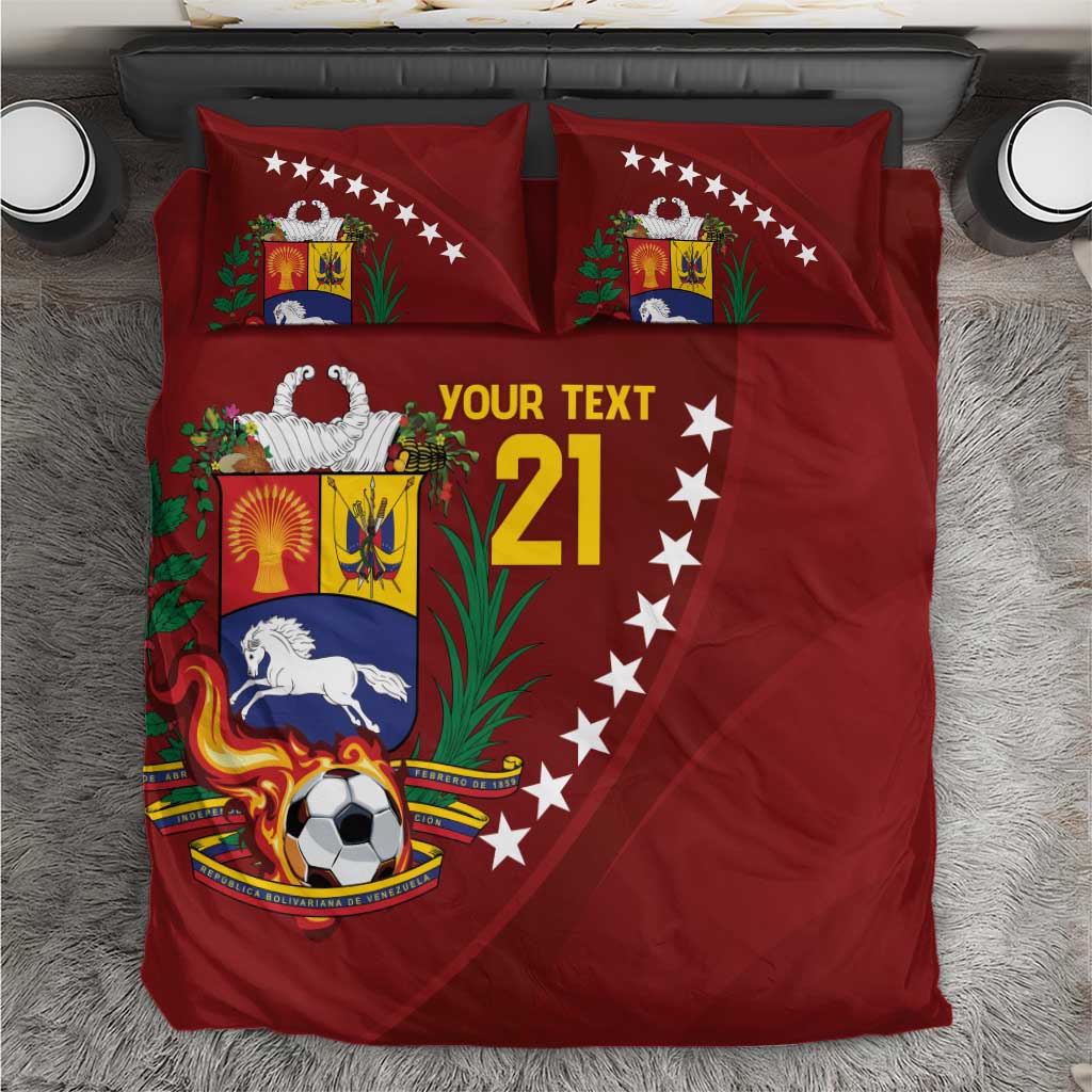 Venezuela Football Custom Bedding Set La Vinotinto Red Wine Coat of Arms