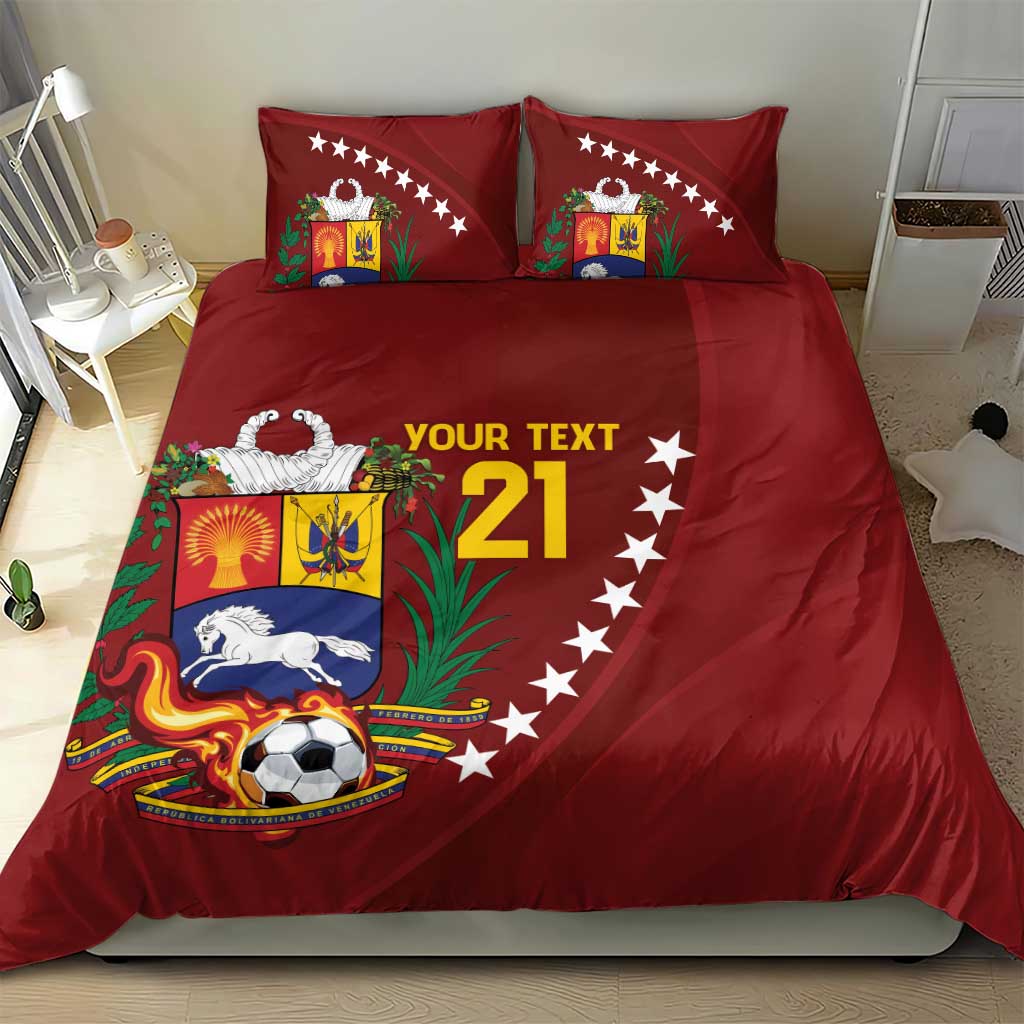 Venezuela Football Custom Bedding Set La Vinotinto Red Wine Coat of Arms