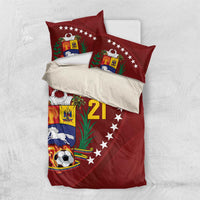 Venezuela Football Custom Bedding Set La Vinotinto Red Wine Coat of Arms LT9