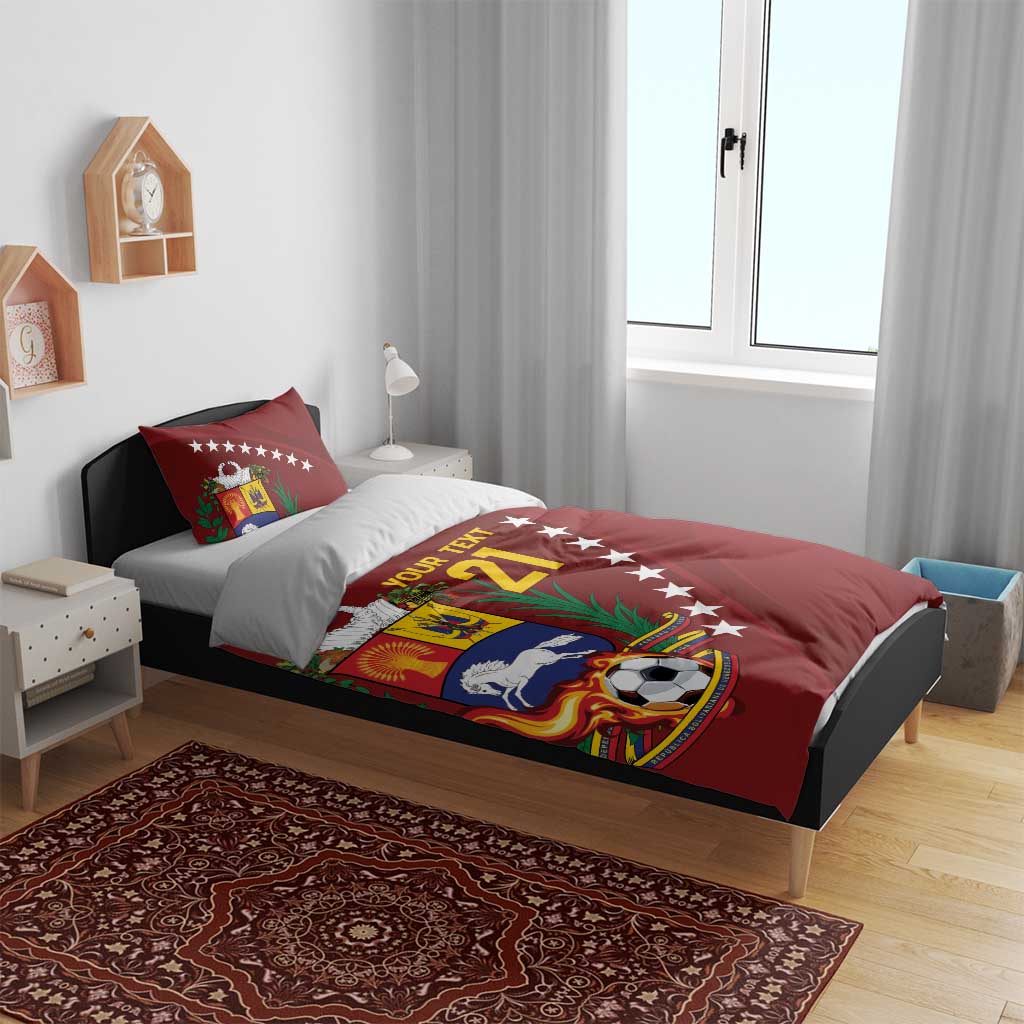 Venezuela Football Custom Bedding Set La Vinotinto Red Wine Coat of Arms