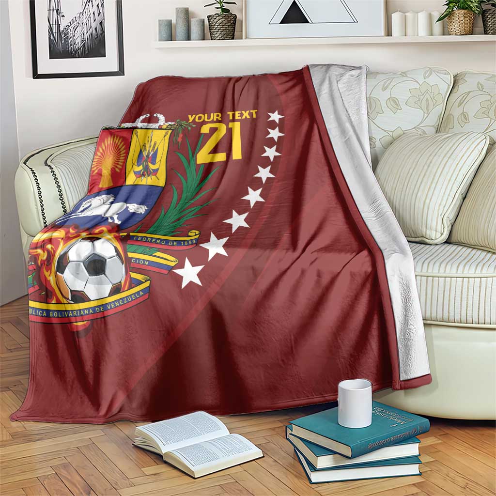 Venezuela Football Custom Blanket La Vinotinto Red Wine Coat of Arms LT9