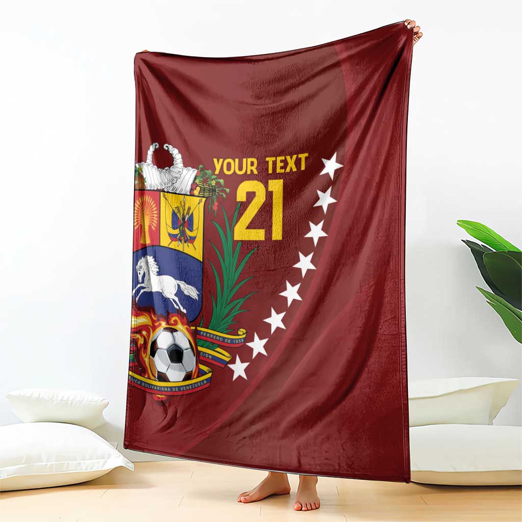 Venezuela Football Custom Blanket La Vinotinto Red Wine Coat of Arms LT9