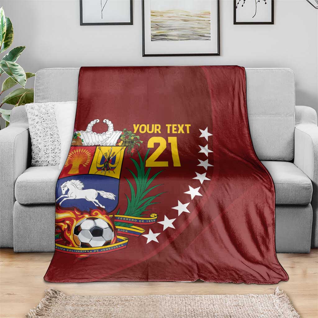 Venezuela Football Custom Blanket La Vinotinto Red Wine Coat of Arms LT9