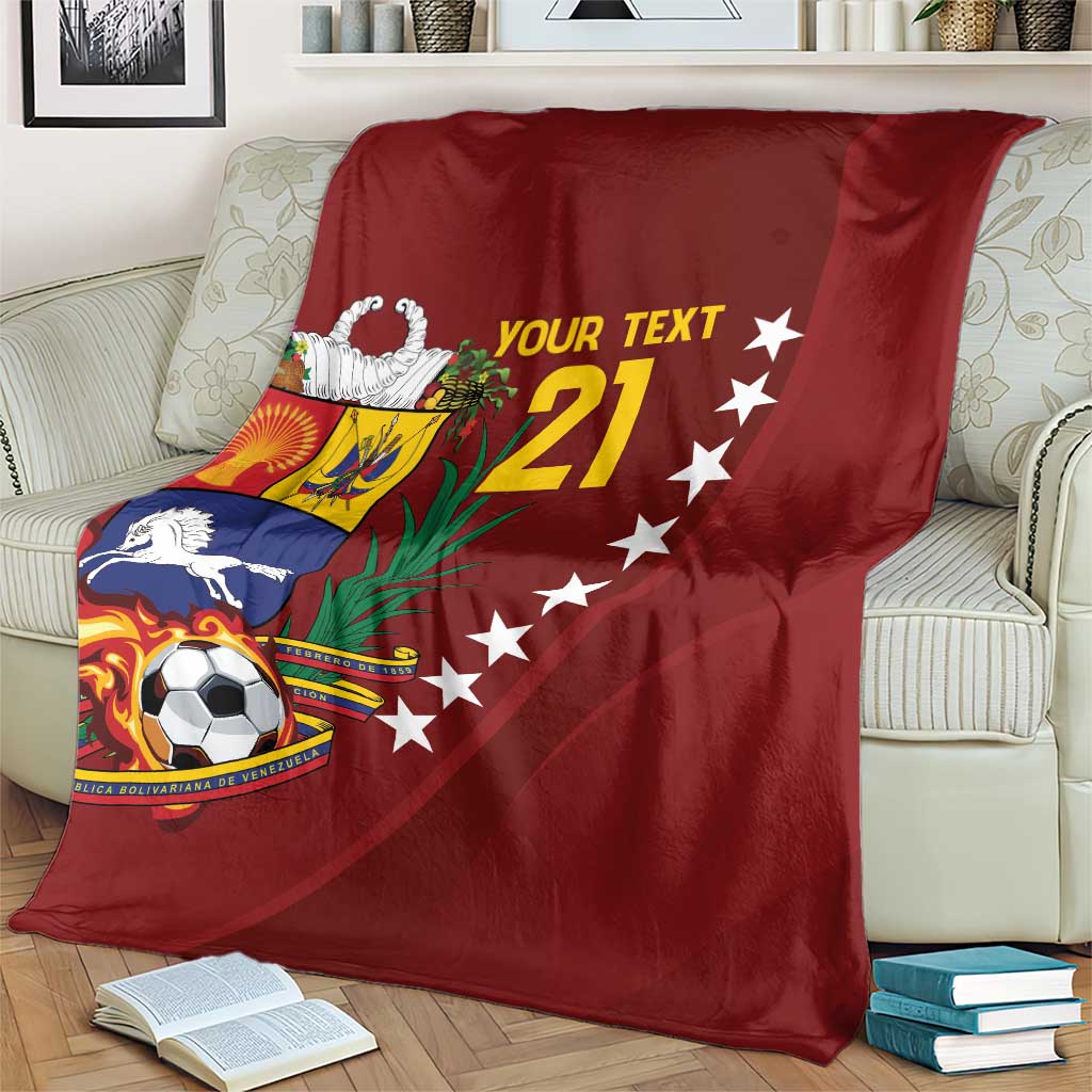 Venezuela Football Custom Blanket La Vinotinto Red Wine Coat of Arms