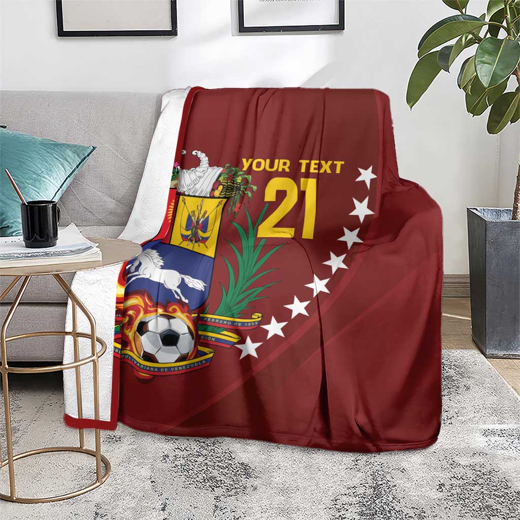 Venezuela Football Custom Blanket La Vinotinto Red Wine Coat of Arms