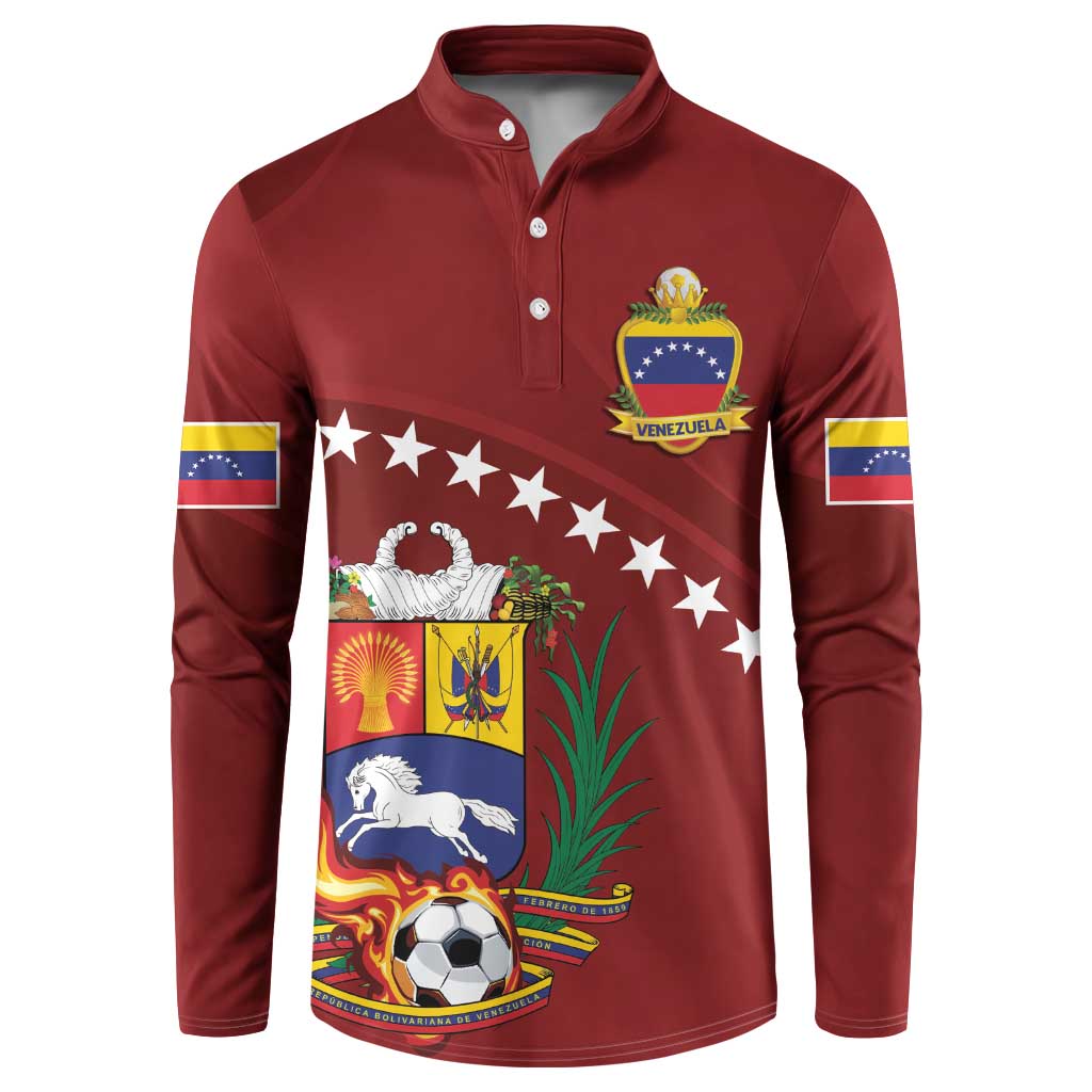 Venezuela Football Custom Button Sweatshirt La Vinotinto Red Wine Coat of Arms