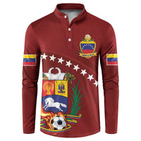 Venezuela Football Custom Button Sweatshirt La Vinotinto Red Wine Coat of Arms