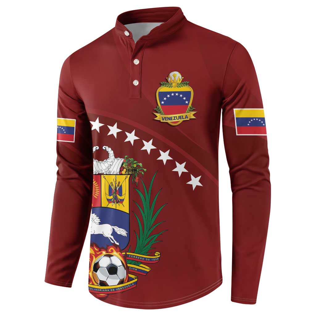 Venezuela Football Custom Button Sweatshirt La Vinotinto Red Wine Coat of Arms