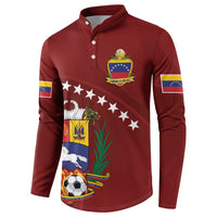 Venezuela Football Custom Button Sweatshirt La Vinotinto Red Wine Coat of Arms