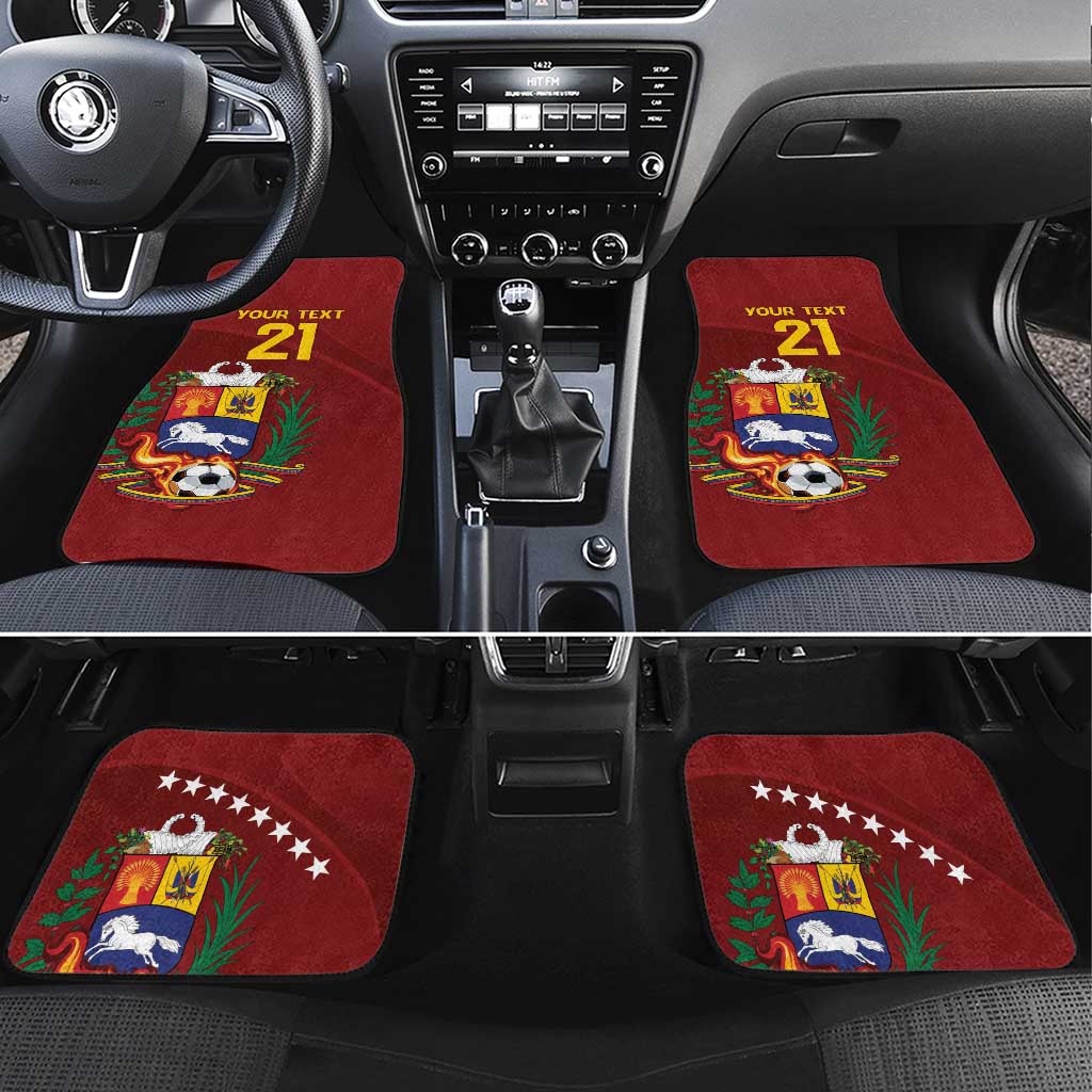 Venezuela Football Custom Car Mats La Vinotinto Red Wine Coat of Arms LT9