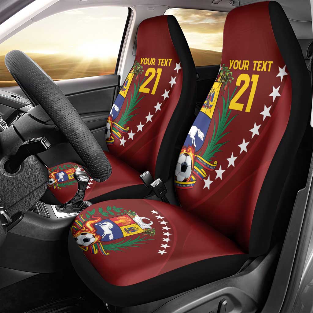 Venezuela Football Custom Car Seat Cover La Vinotinto Red Wine Coat of Arms