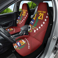 Venezuela Football Custom Car Seat Cover La Vinotinto Red Wine Coat of Arms