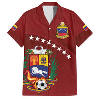 Venezuela Football Custom Family Matching Off The Shoulder Long Sleeve Dress and Hawaiian Shirt La Vinotinto Red Wine Coat of Arms