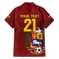 Venezuela Football Custom Family Matching Off The Shoulder Long Sleeve Dress and Hawaiian Shirt La Vinotinto Red Wine Coat of Arms