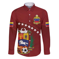 Venezuela Football Custom Family Matching Short Sleeve Bodycon Dress and Hawaiian Shirt La Vinotinto Red Wine Coat of Arms