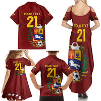 Venezuela Football Custom Family Matching Summer Maxi Dress and Hawaiian Shirt La Vinotinto Red Wine Coat of Arms
