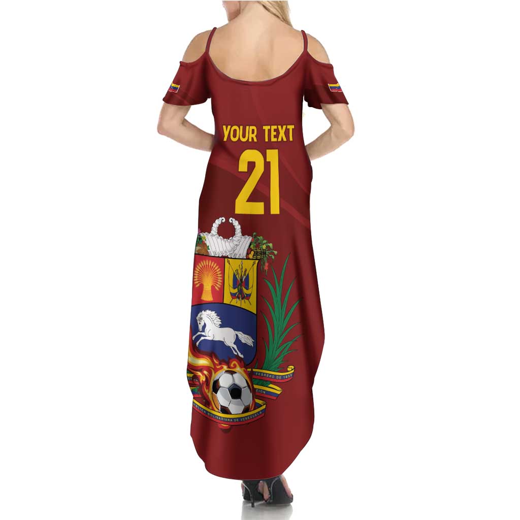 Venezuela Football Custom Family Matching Summer Maxi Dress and Hawaiian Shirt La Vinotinto Red Wine Coat of Arms