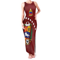 Venezuela Football Custom Family Matching Tank Maxi Dress and Hawaiian Shirt La Vinotinto Red Wine Coat of Arms