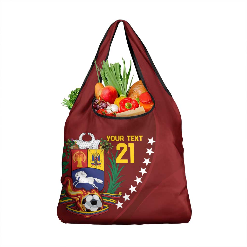 Venezuela Football Custom Grocery Bag La Vinotinto Red Wine Coat of Arms LT9