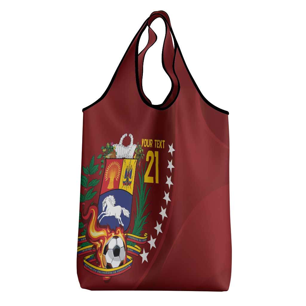 Venezuela Football Custom Grocery Bag La Vinotinto Red Wine Coat of Arms