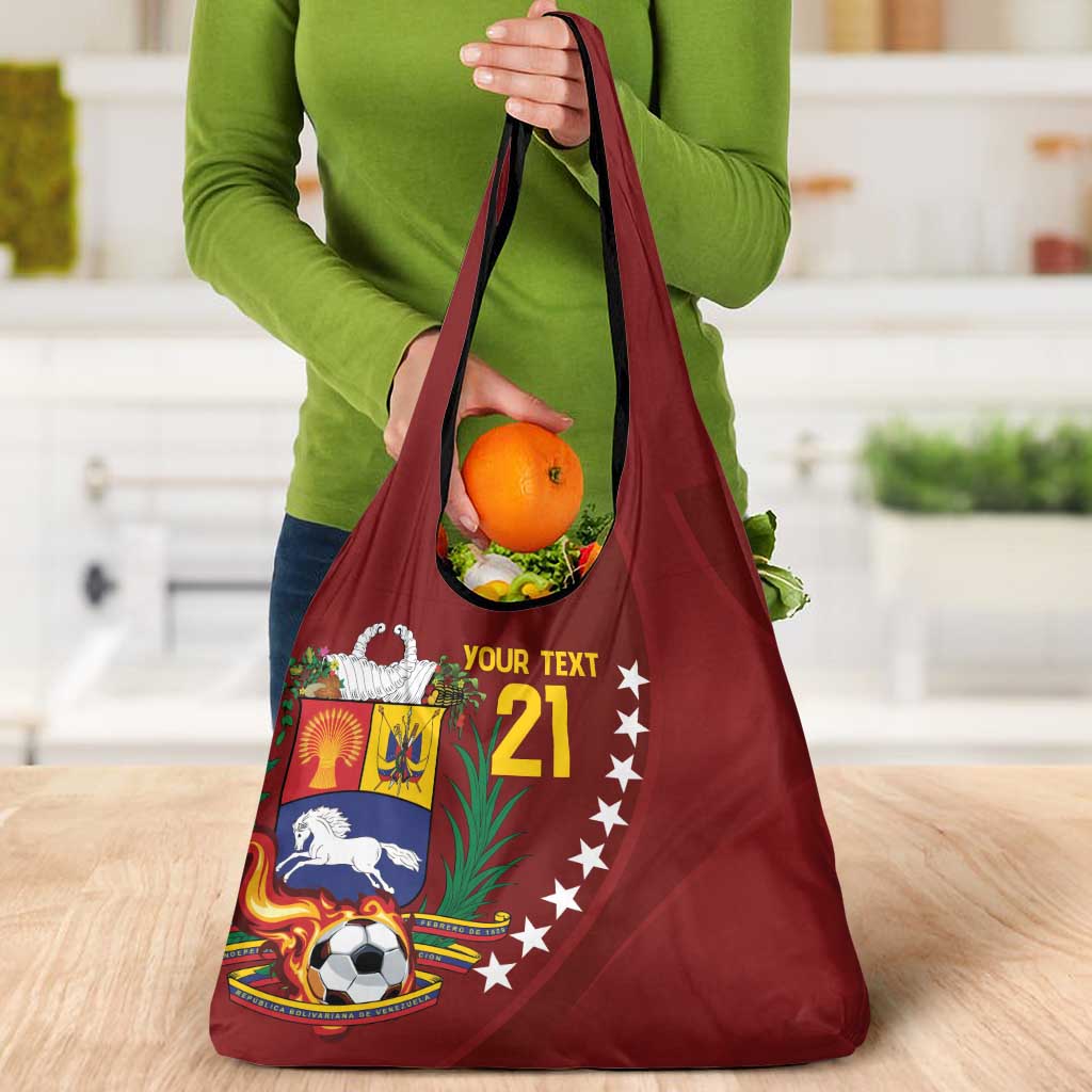 Venezuela Football Custom Grocery Bag La Vinotinto Red Wine Coat of Arms