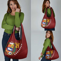 Venezuela Football Custom Grocery Bag La Vinotinto Red Wine Coat of Arms