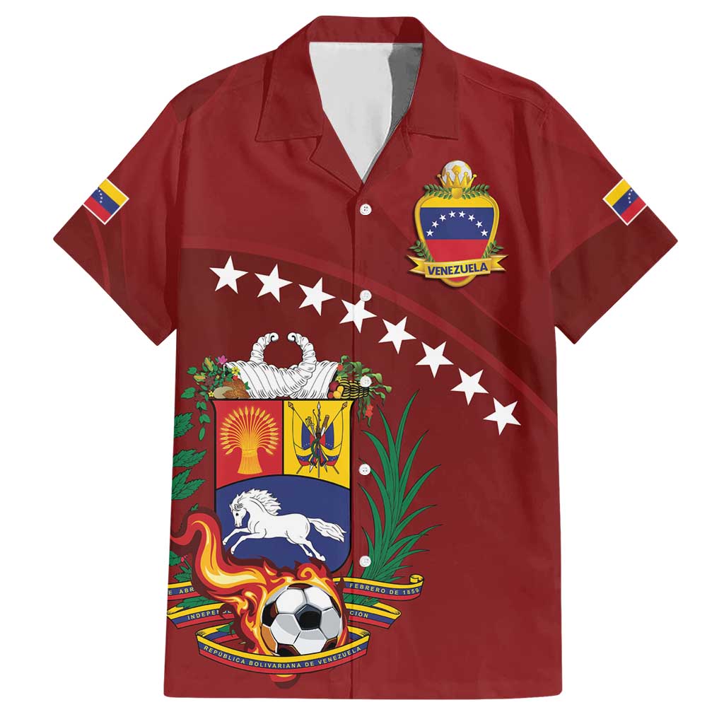 Venezuela Football Custom Hawaiian Shirt La Vinotinto Red Wine Coat of Arms
