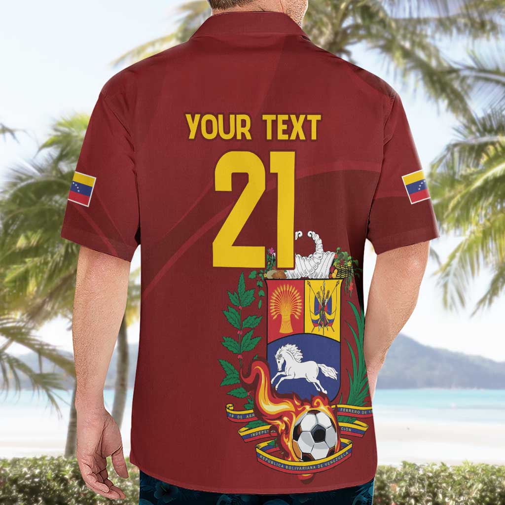 Venezuela Football Custom Hawaiian Shirt La Vinotinto Red Wine Coat of Arms