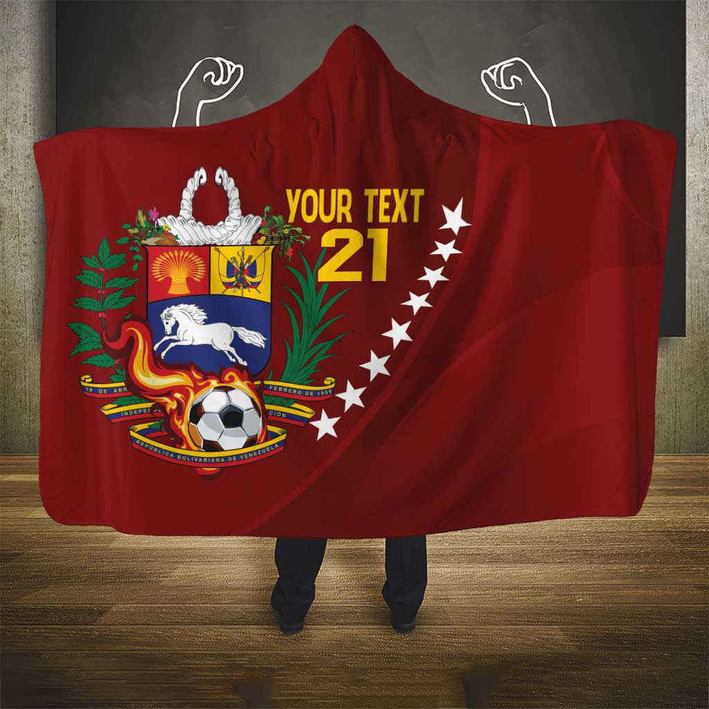 Venezuela Football Custom Hooded Blanket La Vinotinto Red Wine Coat of Arms