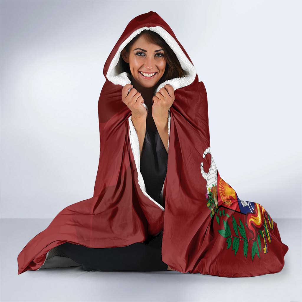 Venezuela Football Custom Hooded Blanket La Vinotinto Red Wine Coat of Arms LT9