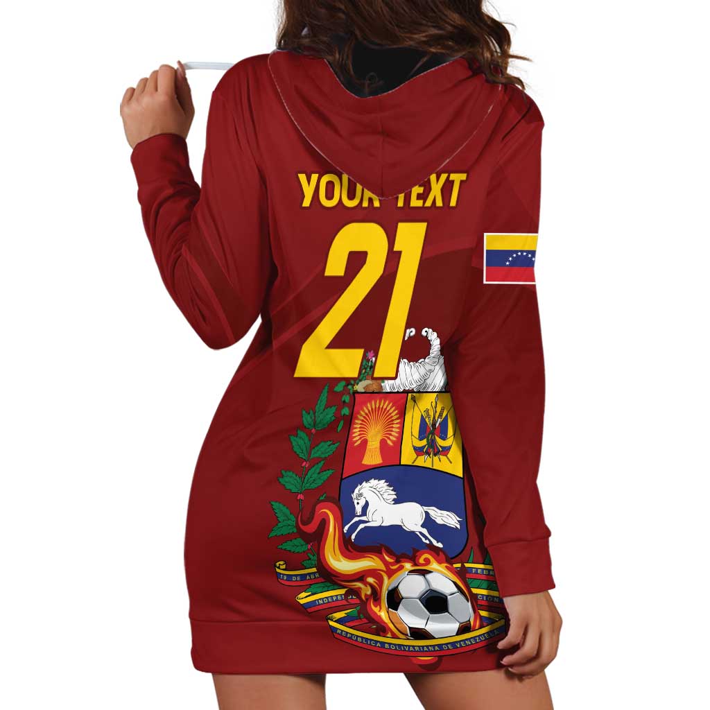 Venezuela Football Custom Hoodie Dress La Vinotinto Red Wine Coat of Arms