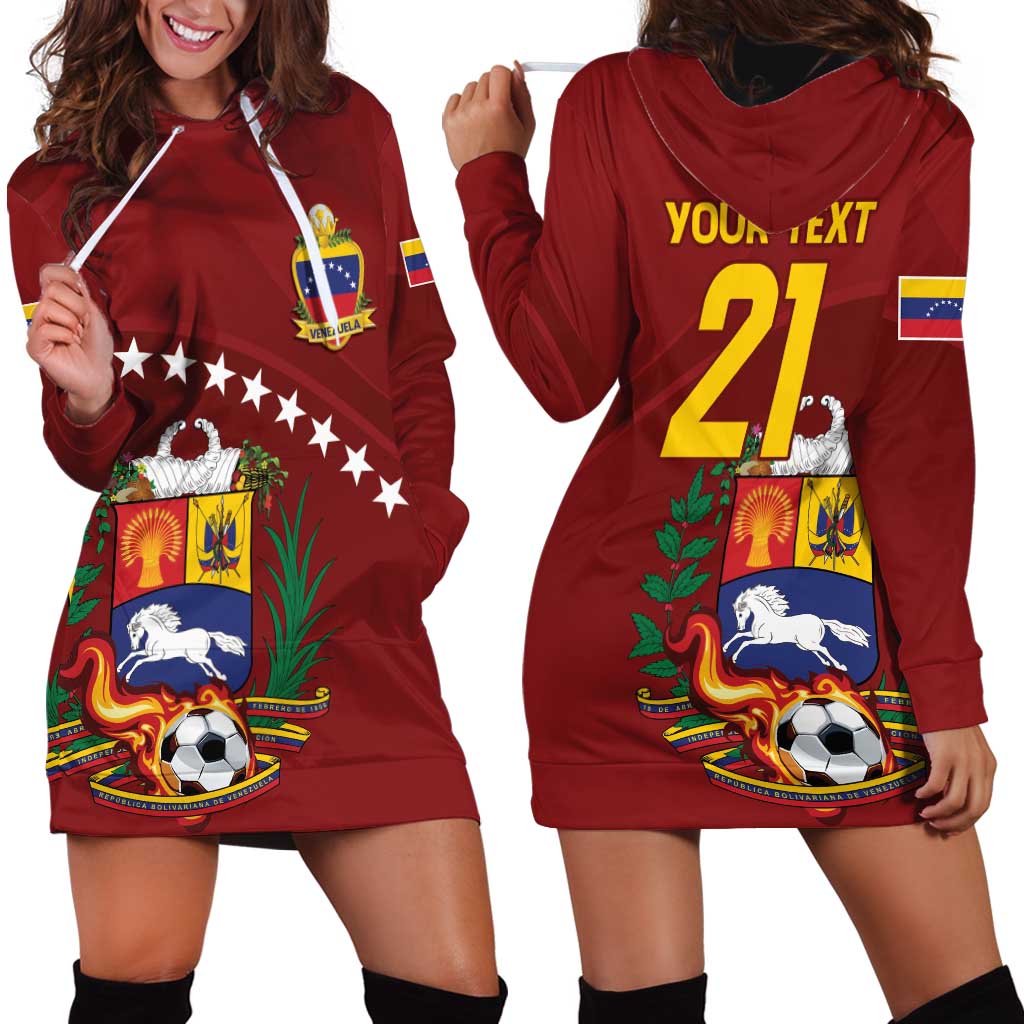 Venezuela Football Custom Hoodie Dress La Vinotinto Red Wine Coat of Arms