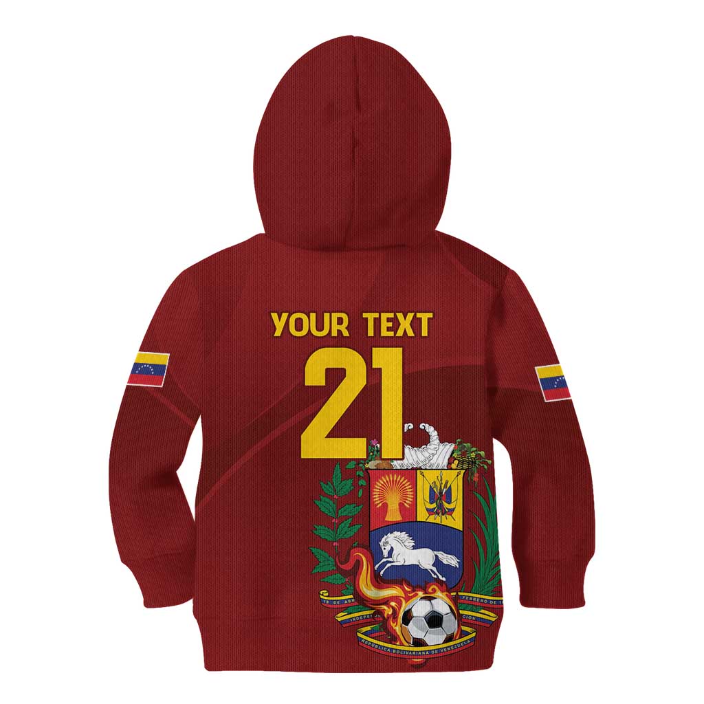 Venezuela Football Custom Kid Hoodie La Vinotinto Red Wine Coat of Arms